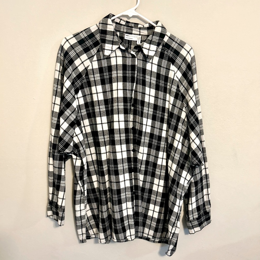 Black and White Plaid Button Up; ASOS Design, US 8